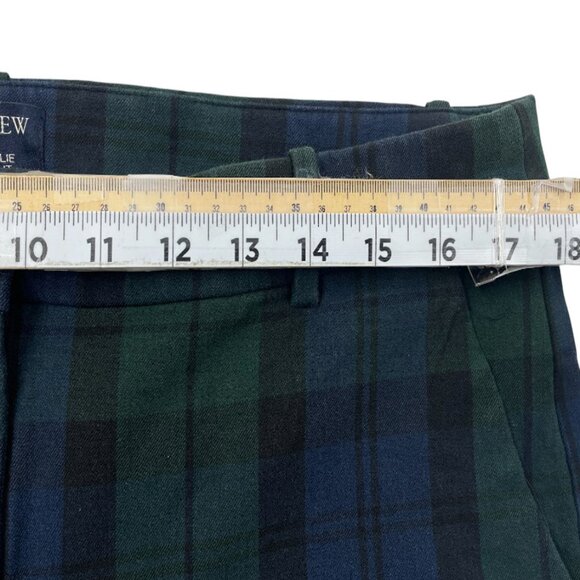 J. Crew Kallie Pant Women's 14 Green Blue Tartan Plaid Cotton Blend W 35 X L 26 - Picture 5 of 11